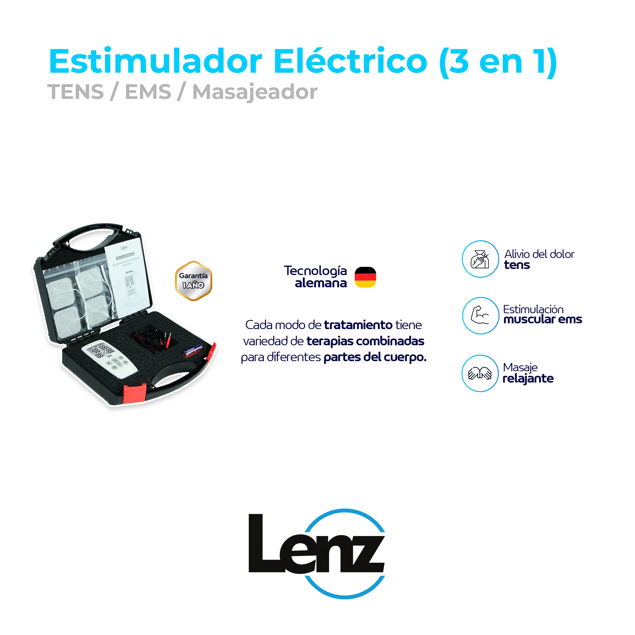 web-1 Características del Set de electroterapia 3 en 1