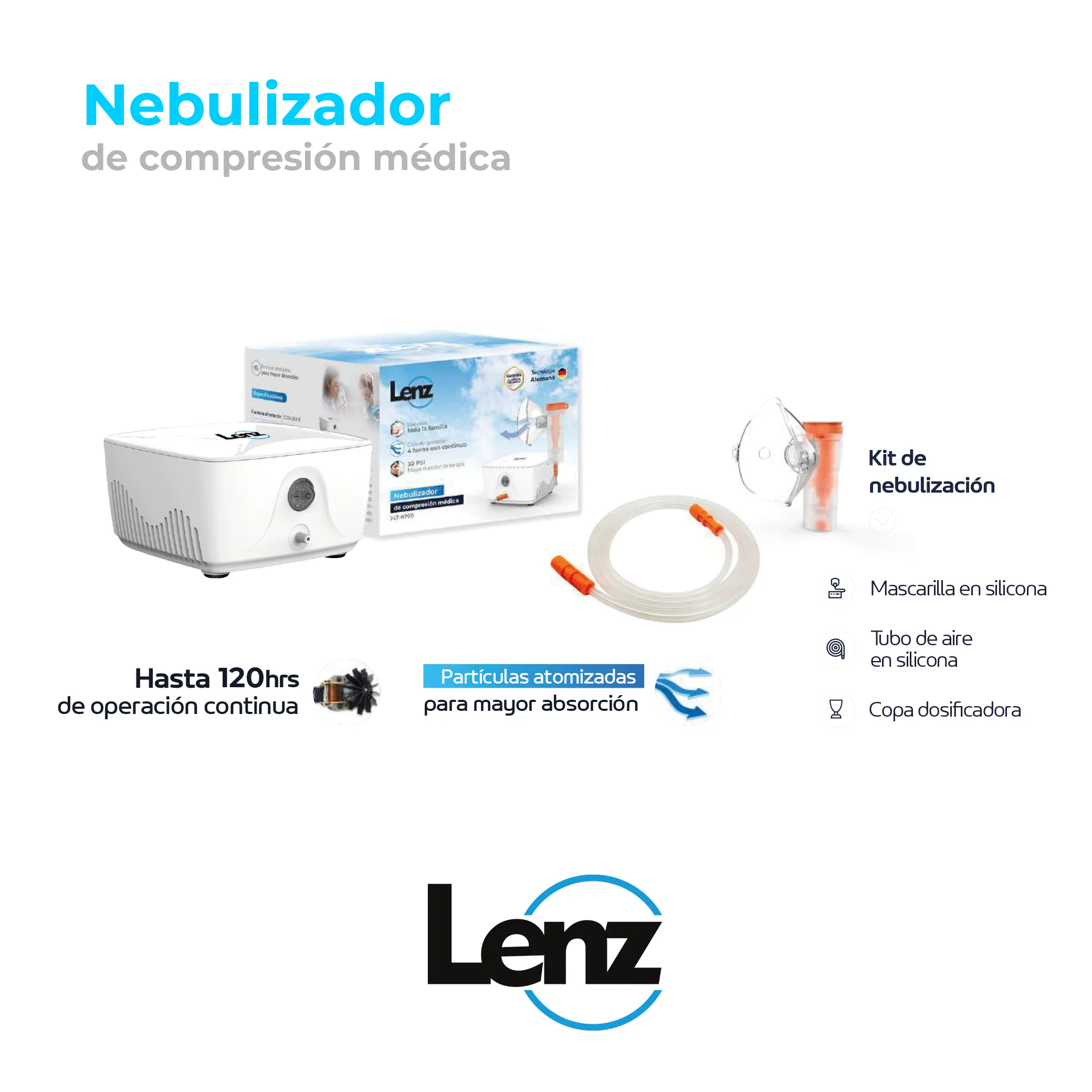 web1 Características del nebulizador de compresión medica con caja